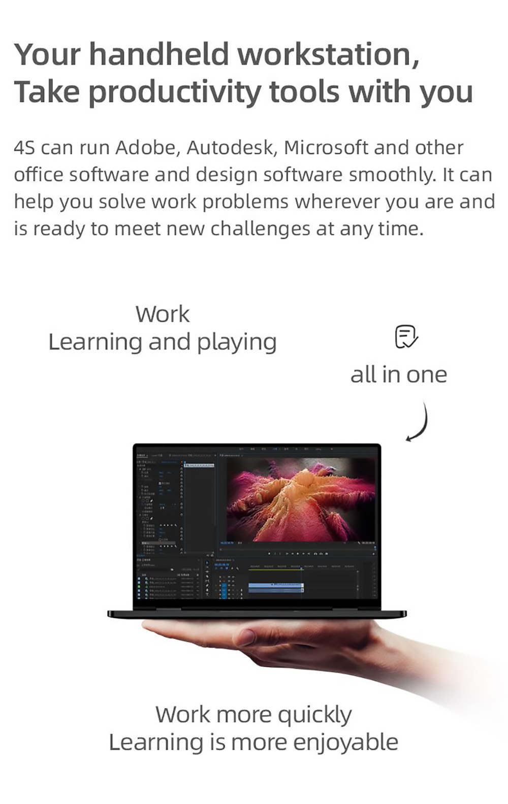 One Netbook 4S Platinum 2 in 1 Laptop Intel Core i3-1110G4 Processor, 16GB LPDDR5 1TB ROM 10.1'' 2.5K LTPS Full Display - EU Plug