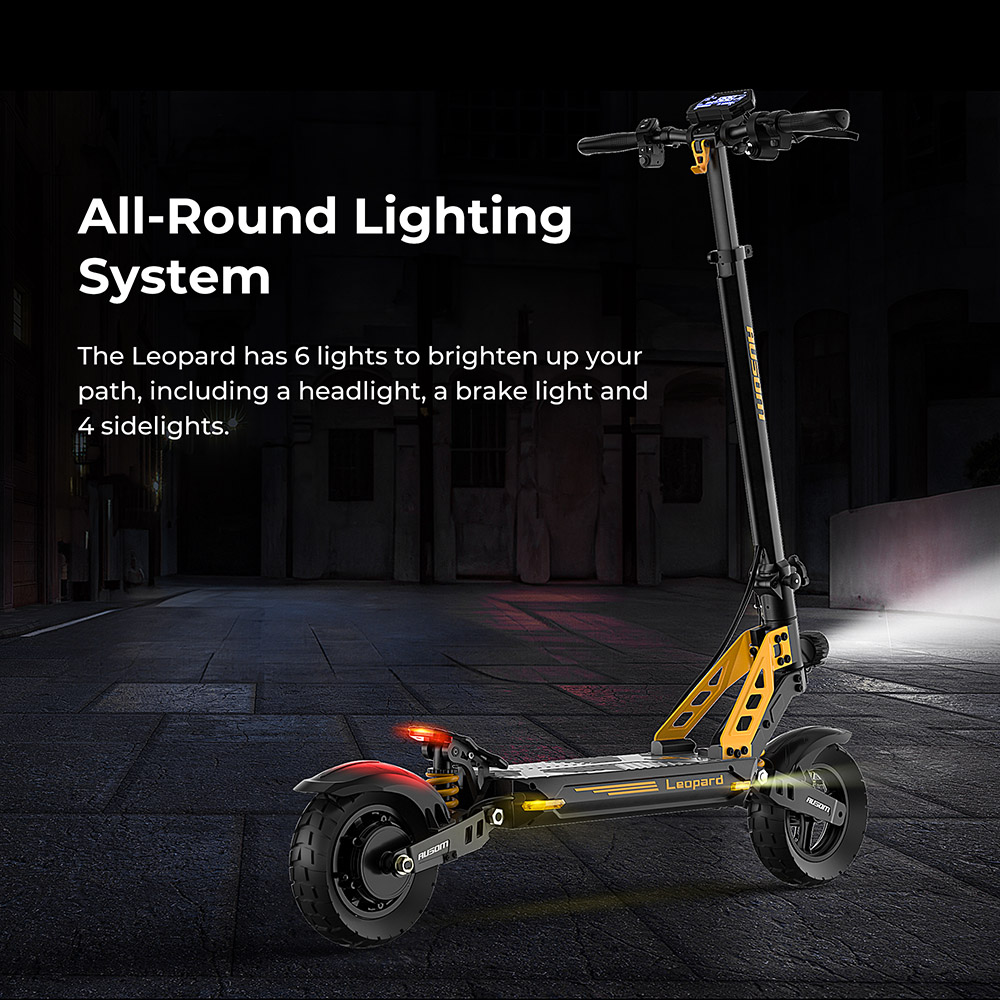 Ausom Leopard Off-Road Electric Scooter, 1000W Motor 34mph Max Speed 20.8Ah Battery 52 Miles Range, with LCD Display and Detachable Seat