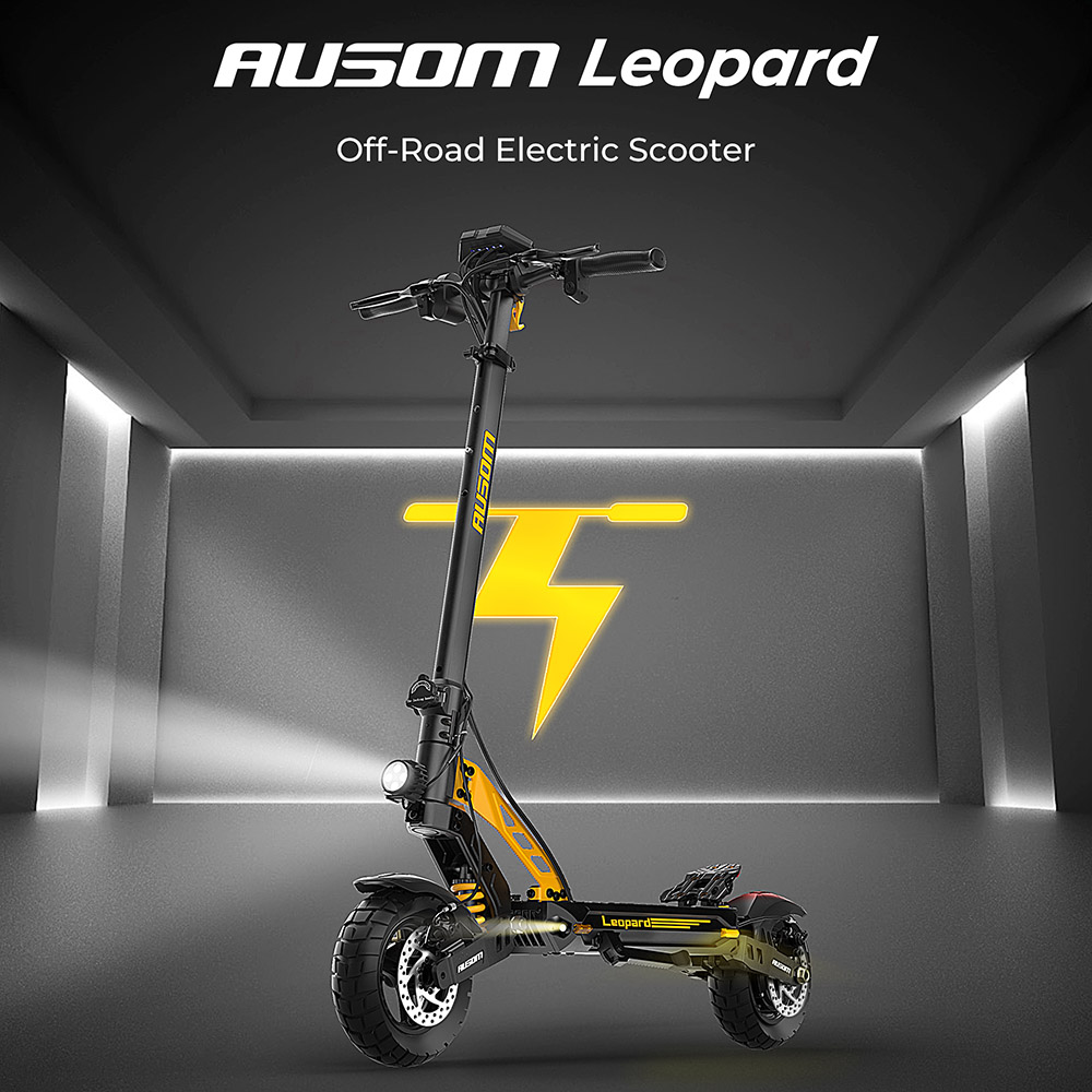 Ausom Leopard Off-Road Electric Scooter, 1000W Motor 34mph Max Speed 20.8Ah Battery 52 Miles Range, with LCD Display and Detachable Seat