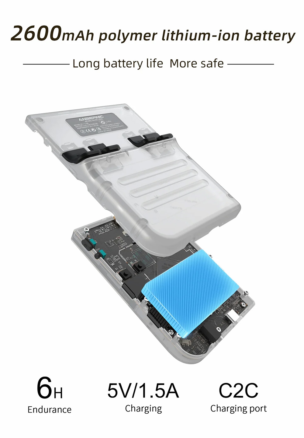 ANBERNIC RG35XX Game Console 64GB 5000 Games - Transparent Purple