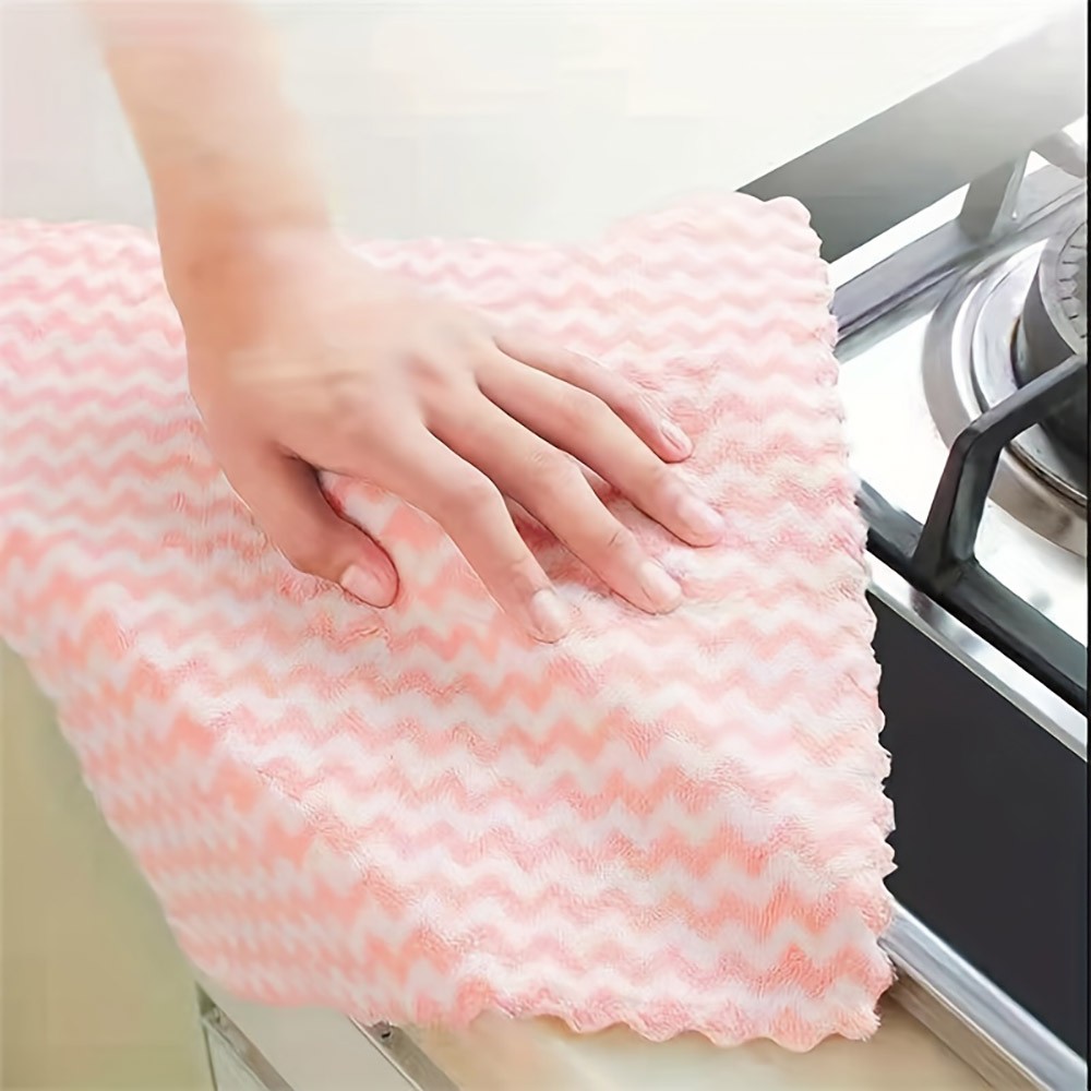 10pcs 22*22cm Kitchen Dishcloths, Super Absorbent, Non-stick Oil