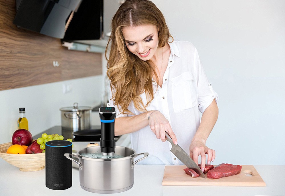 Sous Vide Cooker Machine, 1100W Vacuum Slow Cooker Heater, LED Touch Screen, 25-95 Celsius Temperature Range