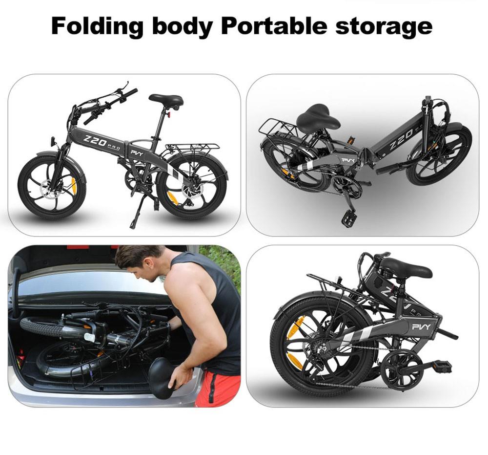 PVY Z20 Pro Electric Bike 500W Hub Motor 25 km/h Max Speed 36V 10.4Ah Removable Battery 80-100km Range LCD Display - Grey