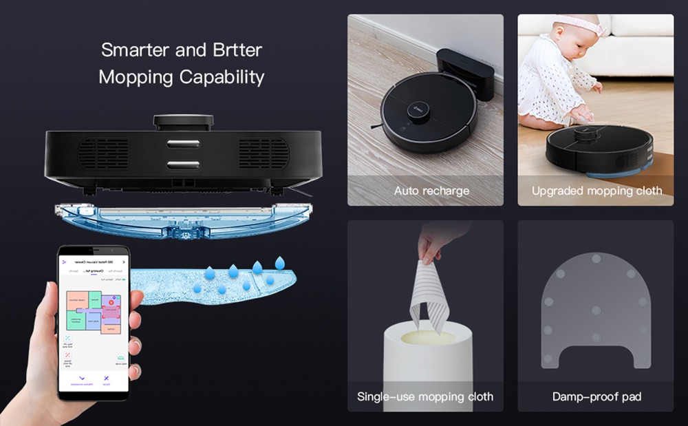 Refurbished 360 S7 Pro Smart Robot Vacuum Cleaner 2200Pa Suction LDS Laser Navigation APP Control 3200mAh Battery 120min Runtime Multiple Map Management - Black