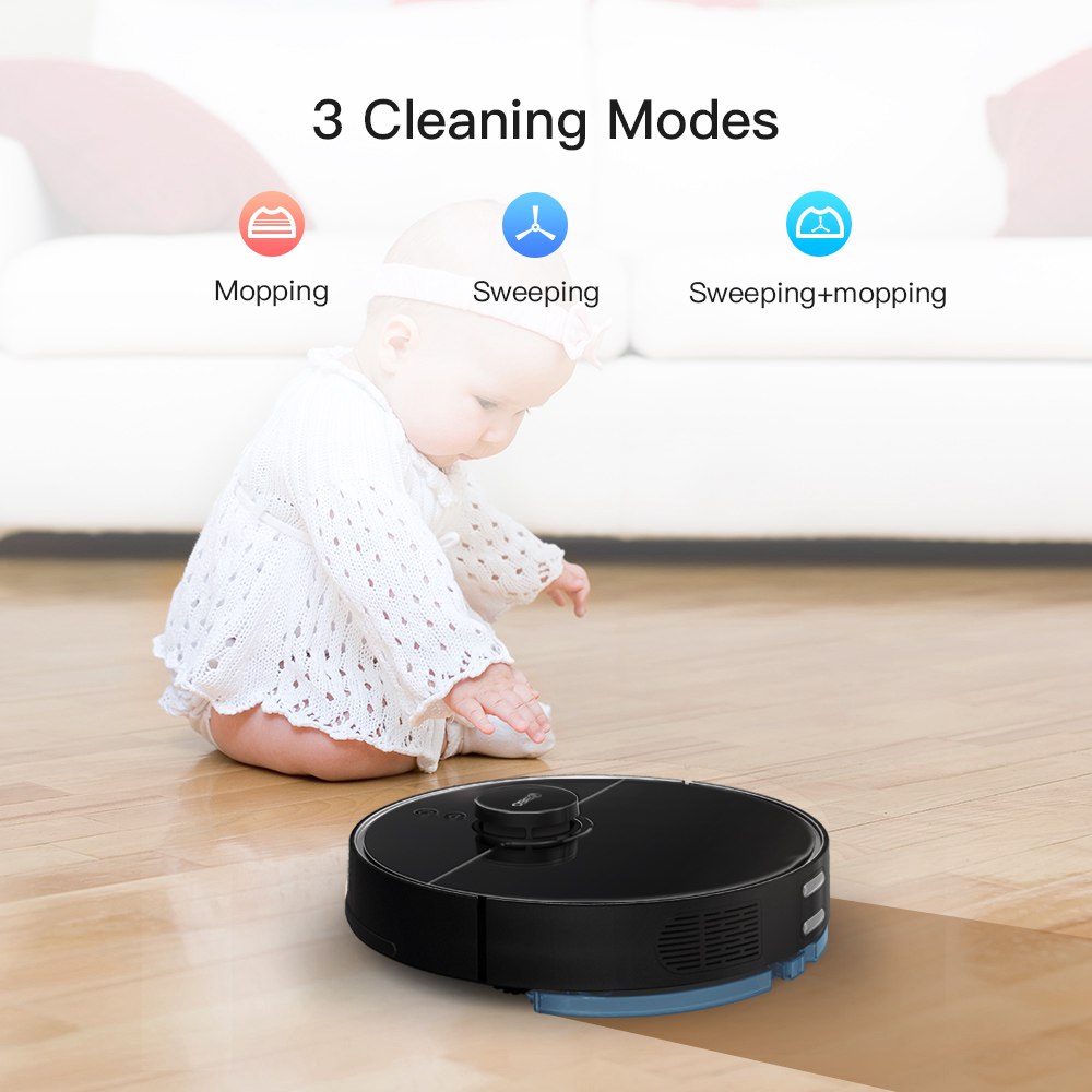 Refurbished 360 S7 Pro Smart Robot Vacuum Cleaner 2200Pa Suction LDS Laser Navigation APP Control 3200mAh Battery 120min Runtime Multiple Map Management - Black