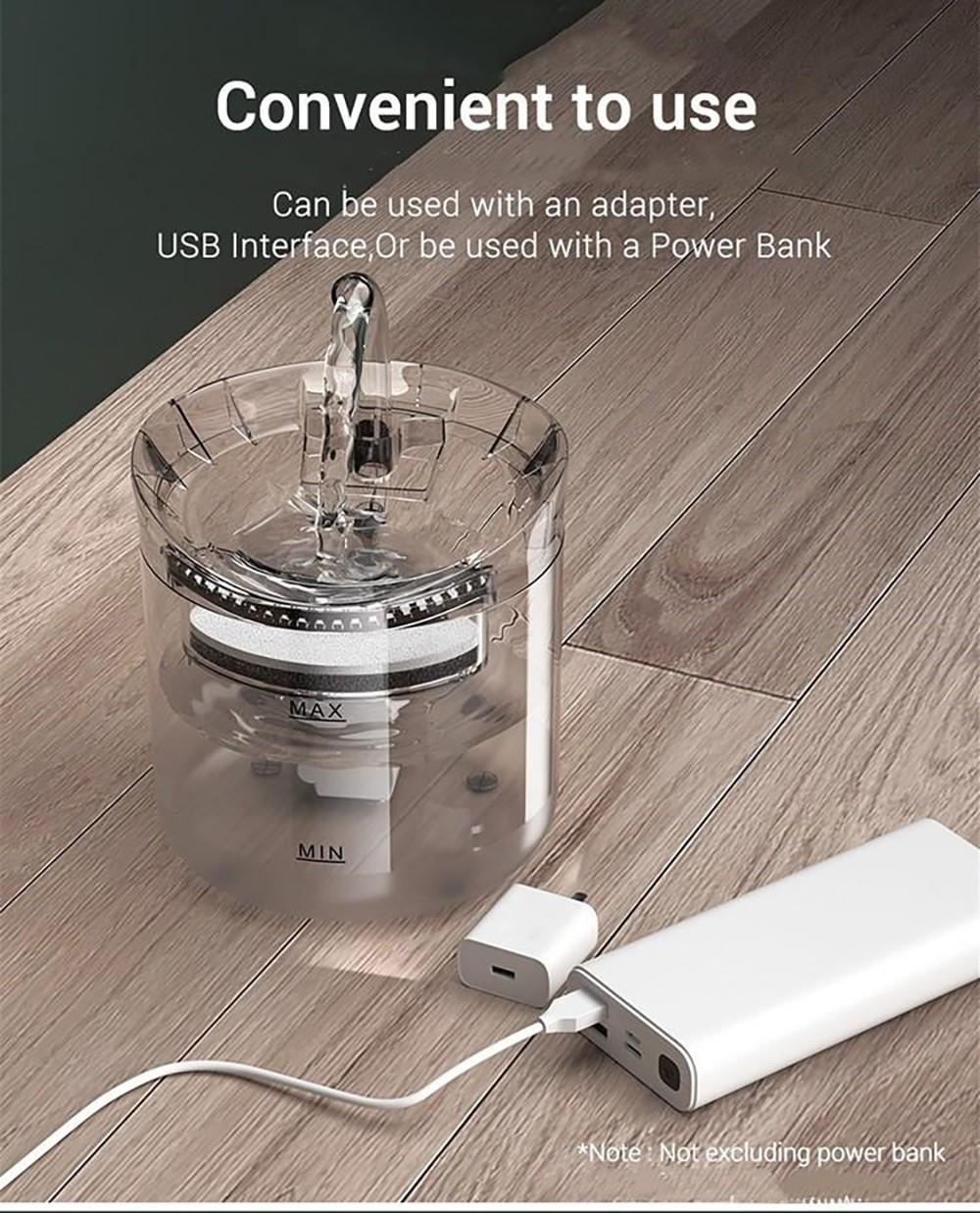 Fluffee Pet Water Fountain Smart Sensor Version, 2 Water Flow Modes, 2L Capacity, Low Noise, Faucet Shape - EU Plug