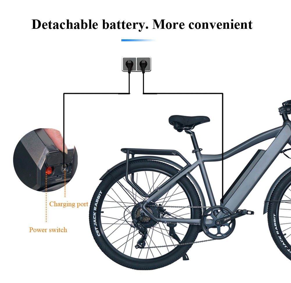 CMACEWHEEL F26 Electric Bike 29*2.1 Inch Tires 500W Strong Power 17Ah Lithium Battery 110km Range - Silver Gray