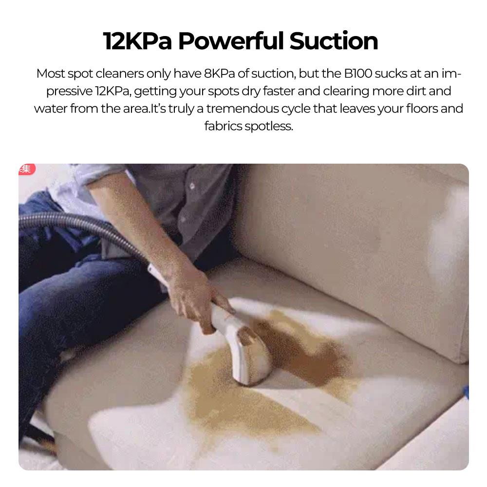 UWANT B100-S Multifunctional Cloth Cleaning Machine Vacuum Spot Cleaner Integration Washing Machine 12000Pa Suction 1800ML Water Tank Self-cleaning Low Noise for Carpet Sofa Curtain Mattress Upholstery - White