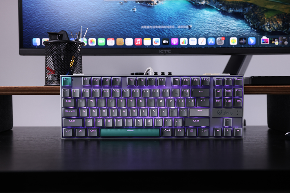 3inuS 87-Key 5-in-1 Mechanical Keyboard Hub Dual USB-C Cable Hot-Swappable - Brown Switches