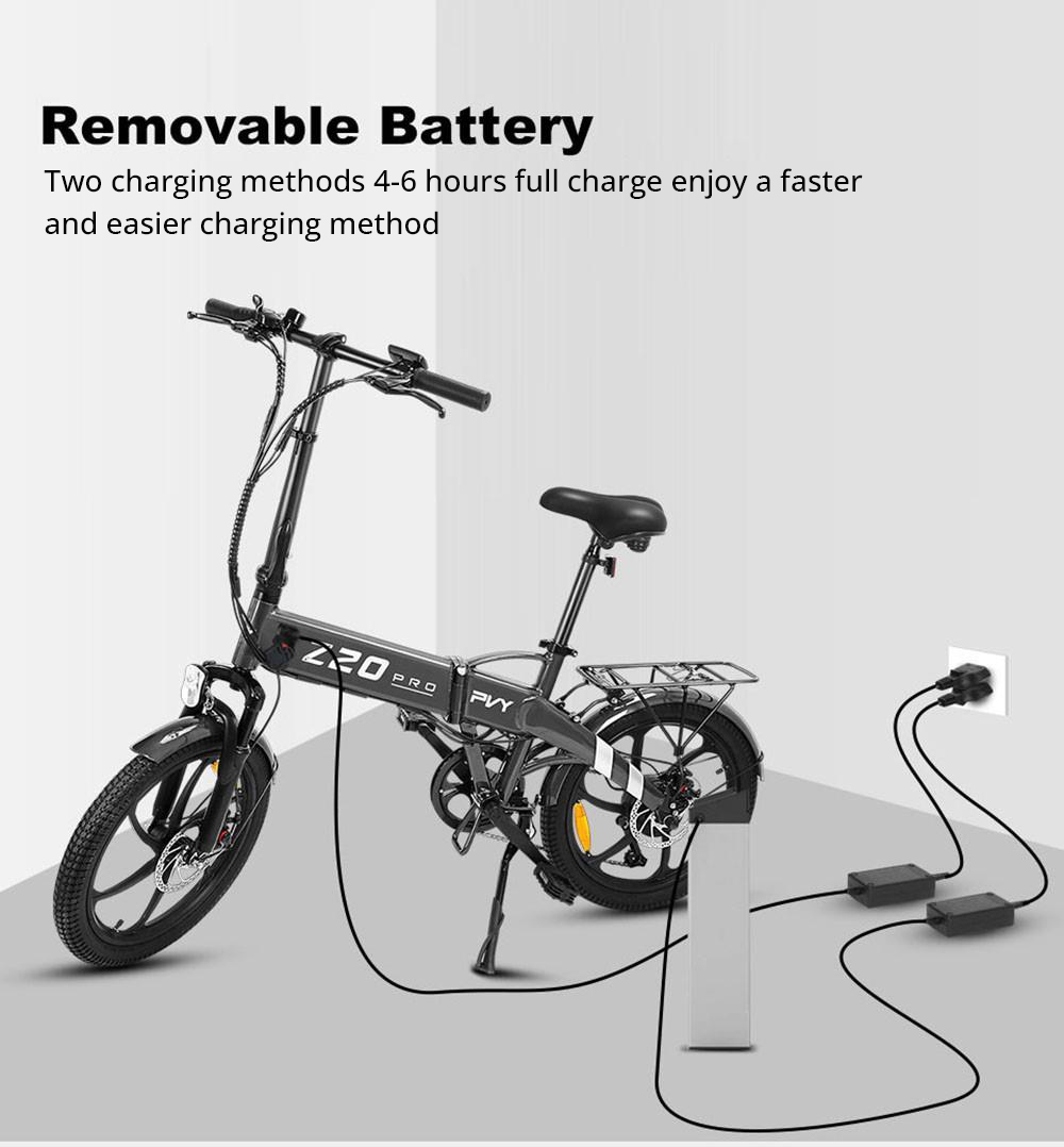 PVY Z20 Pro Electric Bike 500W Hub Motor 25 km/h Max Speed 36V 10.4Ah Removable Battery 80-100km Range LCD Display - Grey