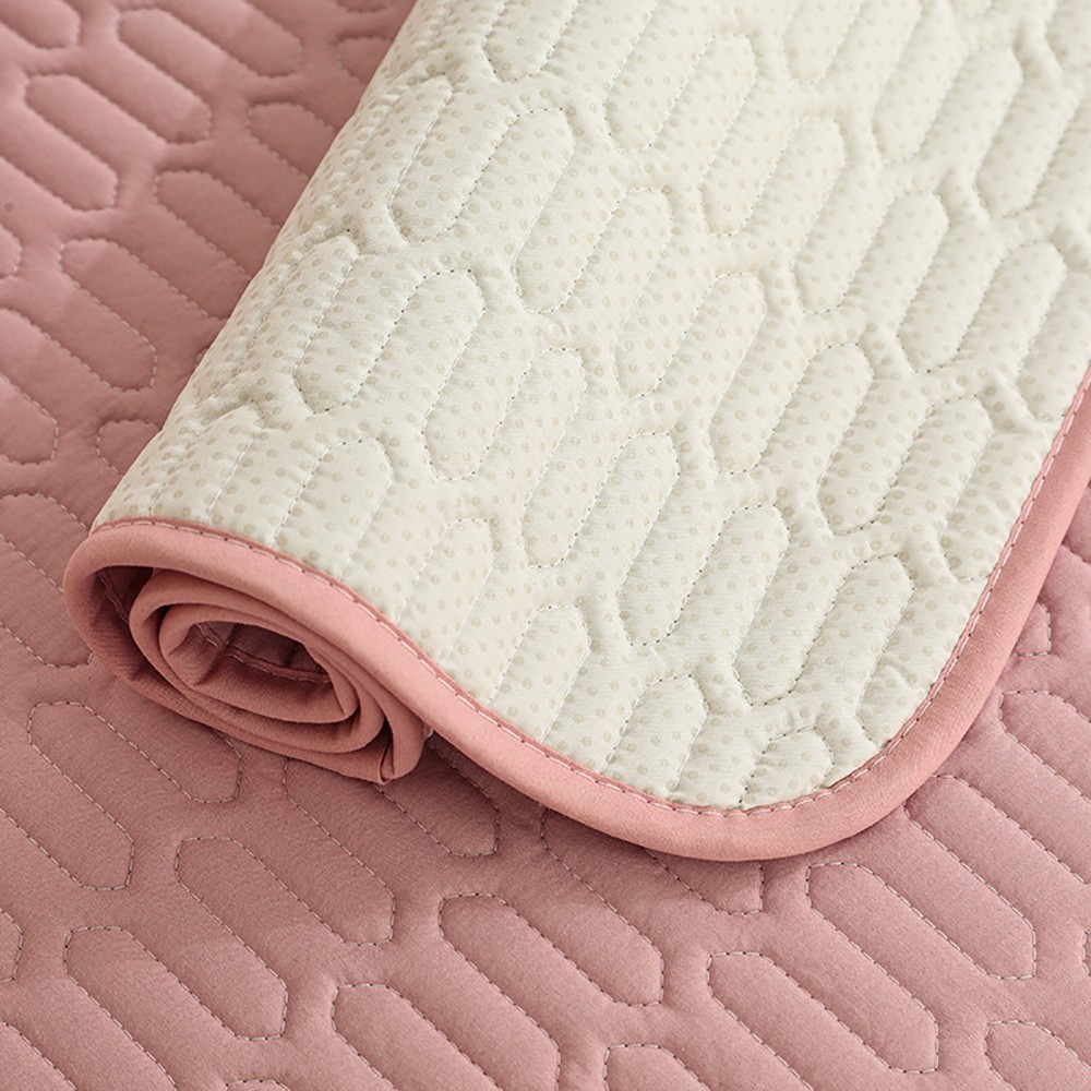 90-70cm Feather Embroidery Quilted Couch Cover - Pink
