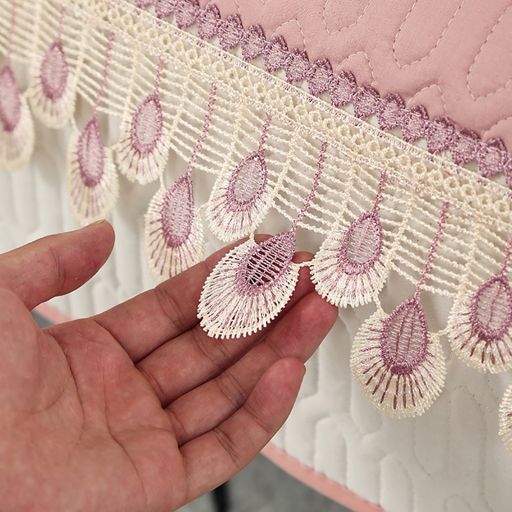 90-70cm Feather Embroidery Quilted Couch Cover - Pink