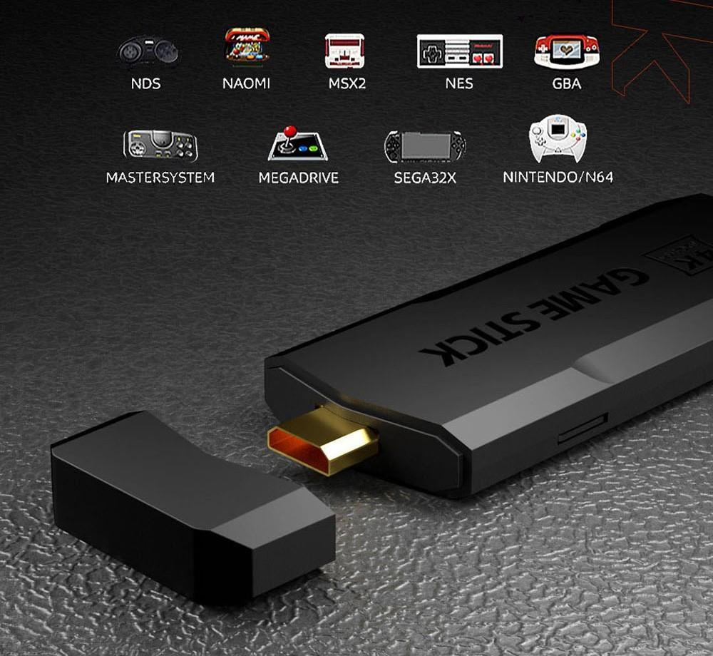 AMPOWN GD20 Game Stick with 2 Wireless Game Console, Emuelec 4.3, 128GB TF Card 50000+ Games, 4K HDMI Output