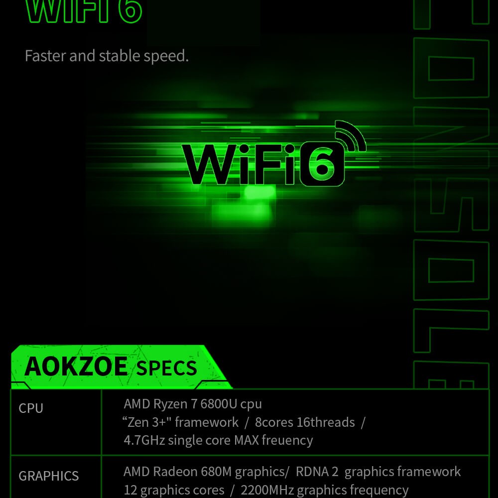 AOKZOE A1 Video Game Console Laptop, AMD Ryzen 76800U, 16GB LPDDR5 512GB SSD, Pre Installed Windows 11, Cooling System