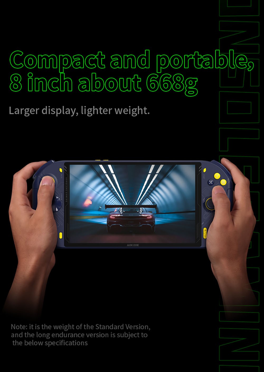 AOKZOE A1 Video Game Console Laptop, AMD Ryzen 76800U, 16GB LPDDR5 512GB SSD, Pre Installed Windows 11, Cooling System - JP