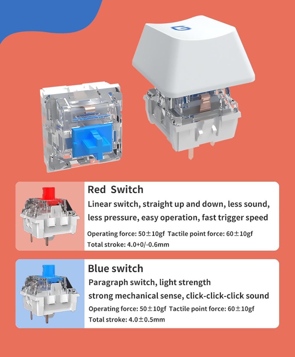 Ajazz AK871 87 Keys Wireless Dual-mode Mechanical Keyboard - Blue Switch