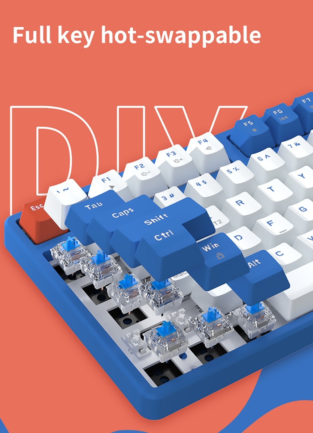 Ajazz AK871 87 Keys Wireless Dual-mode TKL Mechanical Keyboard - Blue Switch