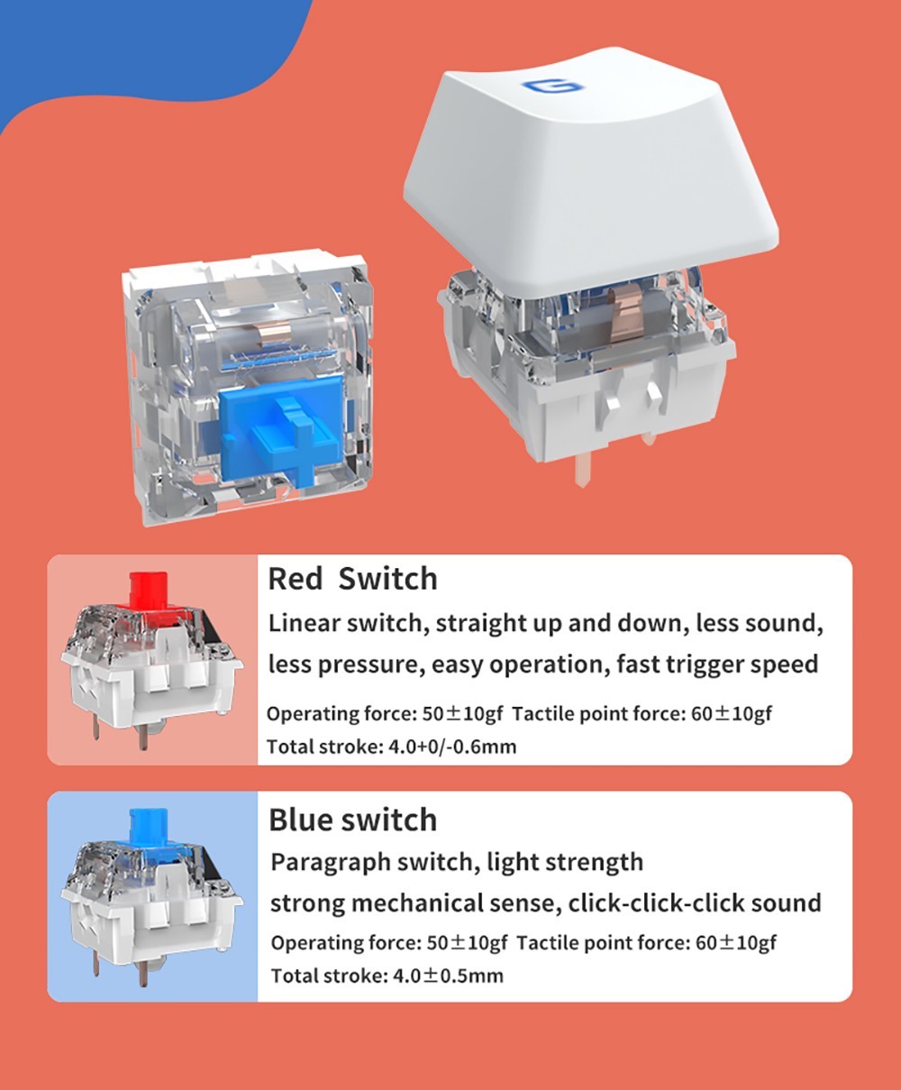 Ajazz AK871 87 Keys Wireless Dual-mode TKL Mechanical Keyboard - Blue Switch