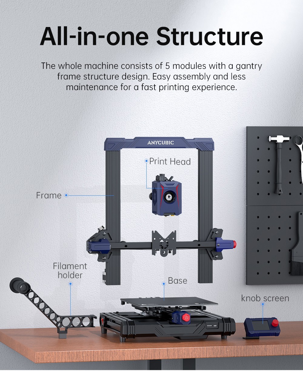 Anycubic Kobra 2 Neo 3D Printer, 25-Point Auto Leveling, 250 mm/s Max Printing Speed, Cooling Fan, 32-bit Silent Motherboard, 250x220x220mm - EU Plug