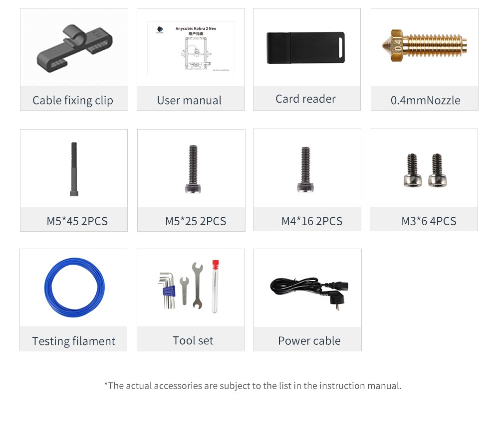 Anycubic Kobra 2 Neo 3D Printer, 25-Point Auto Leveling, 250 mm/s Max Printing Speed, Cooling Fan, 32-bit Silent Motherboard, 250x220x220mm - EU Plug