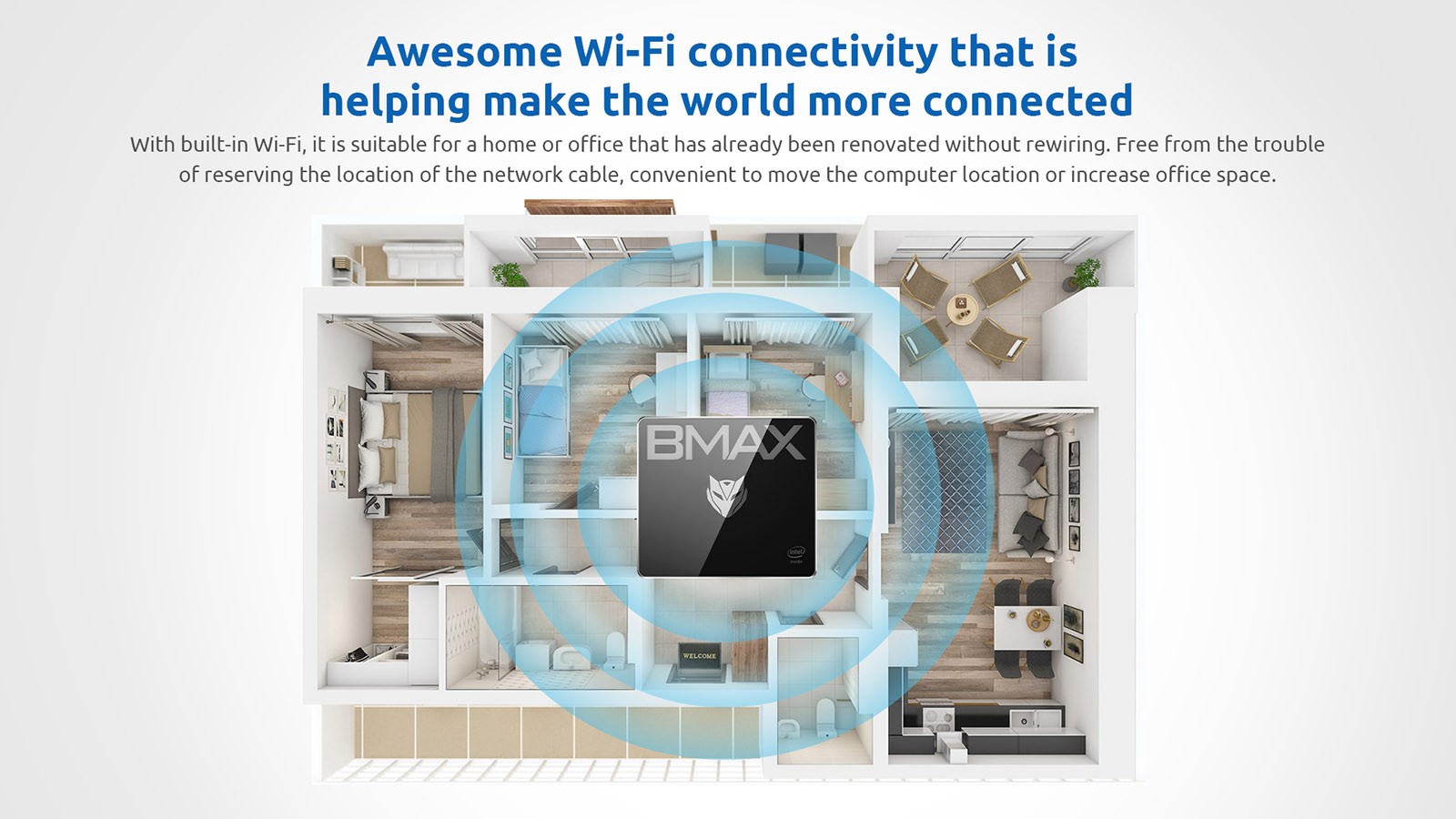 BMAX B3 Mini PC Intel Core i3 5005U Processor, 8GB DDR3 128GB SSD, Windows 10 Pro, 2.4G & 5G WiFi