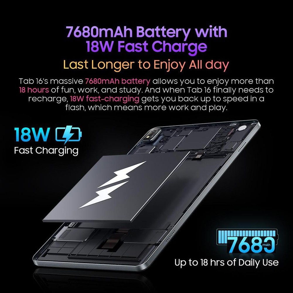 Blackview Tab 16 4G Tablet 11in 2K Full IPS Screen Unisoc T616 8GB RAM 256GB ROM Android 12 7680mAh Battery - Blue