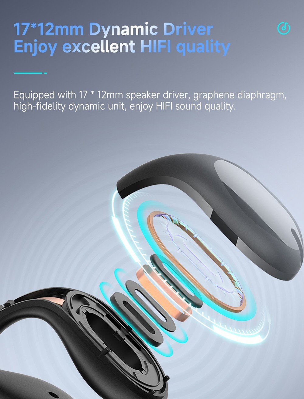 Coowoo Air Pro 6 Bluetooth Clip-on Open Ear Headphones - Black