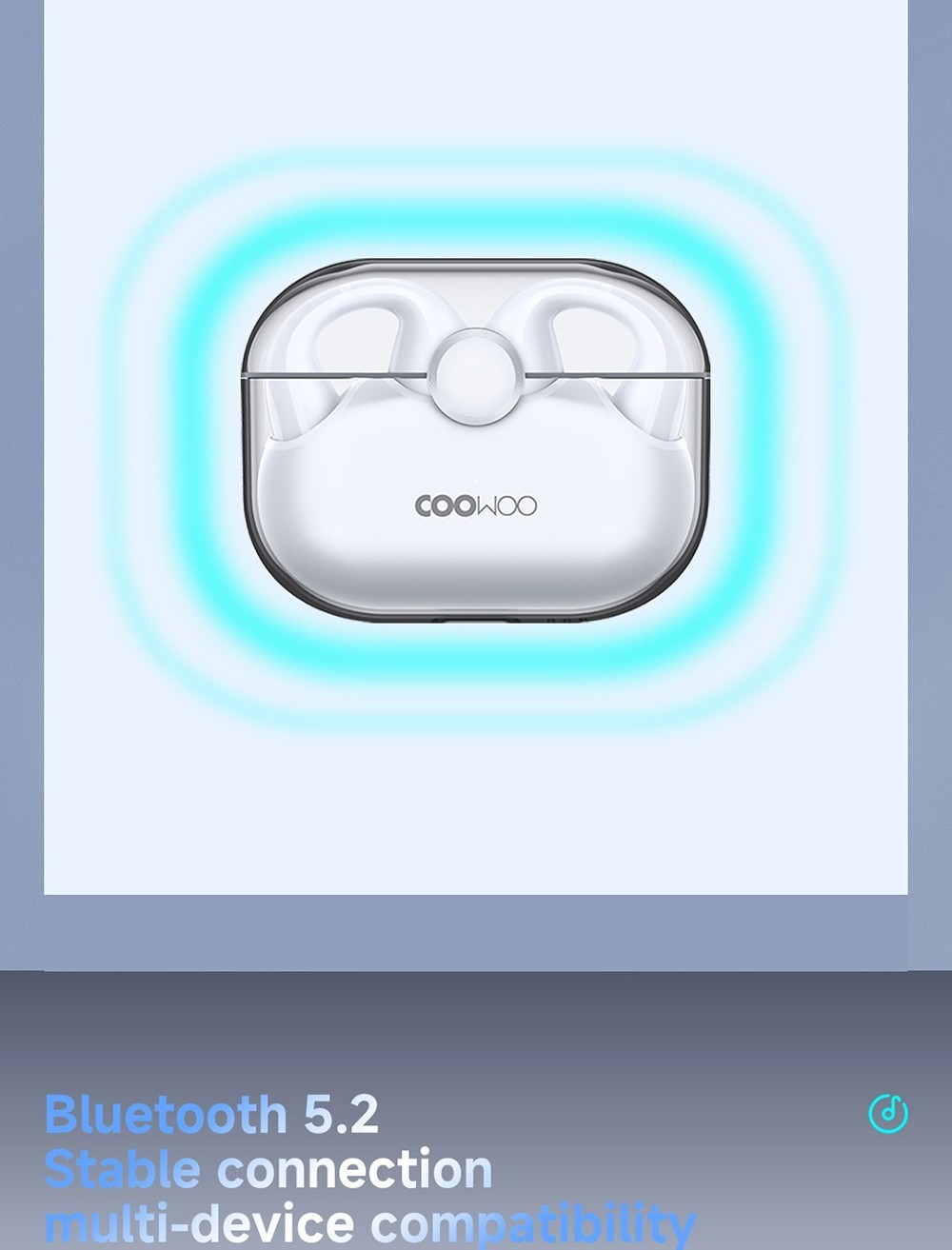 Coowoo Air Pro 6 Bluetooth Clip-on Open Ear Headphones - Black