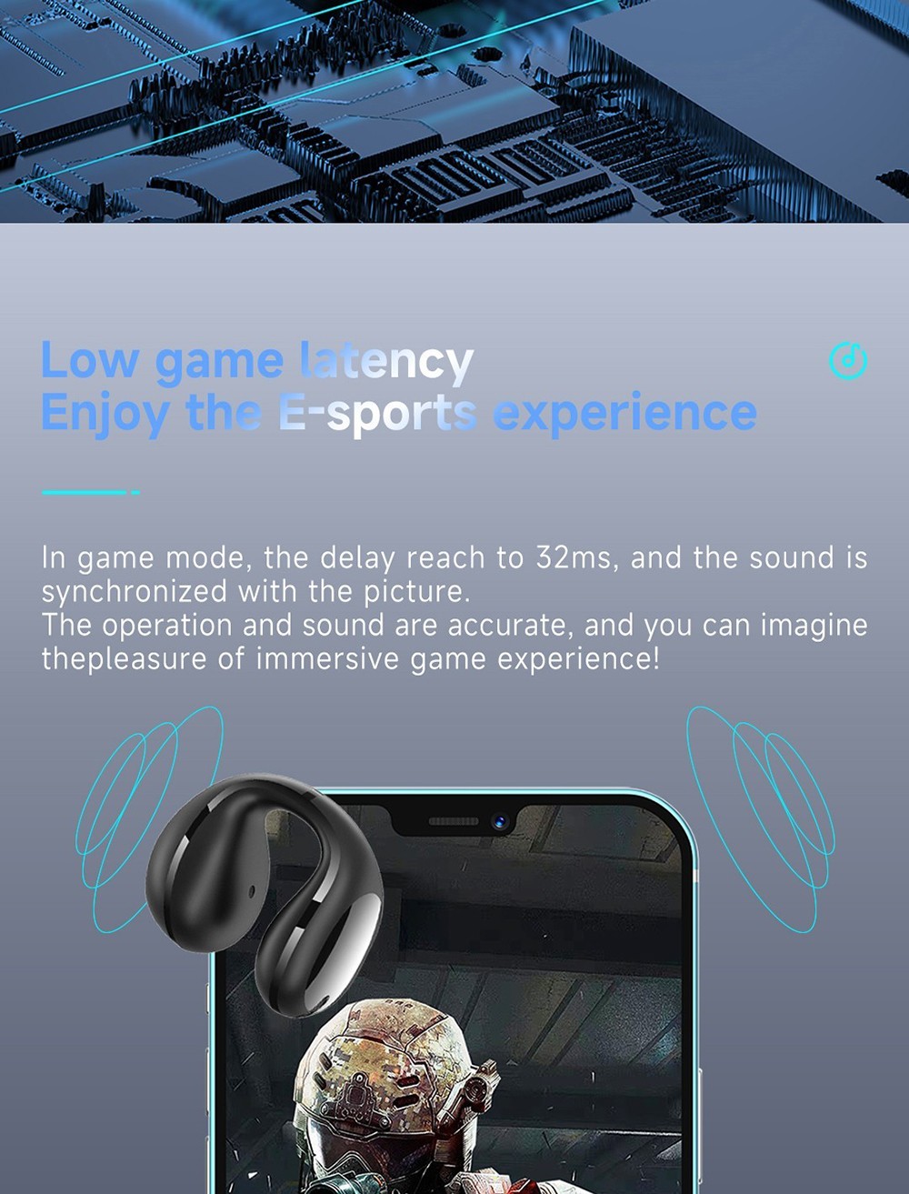 Coowoo Air Pro 6 Bluetooth Clip-on Open Ear Headphones - Black