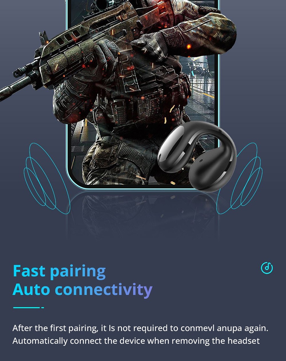 Coowoo Air Pro 6 Bluetooth Clip-on Open Ear Headphones - Black