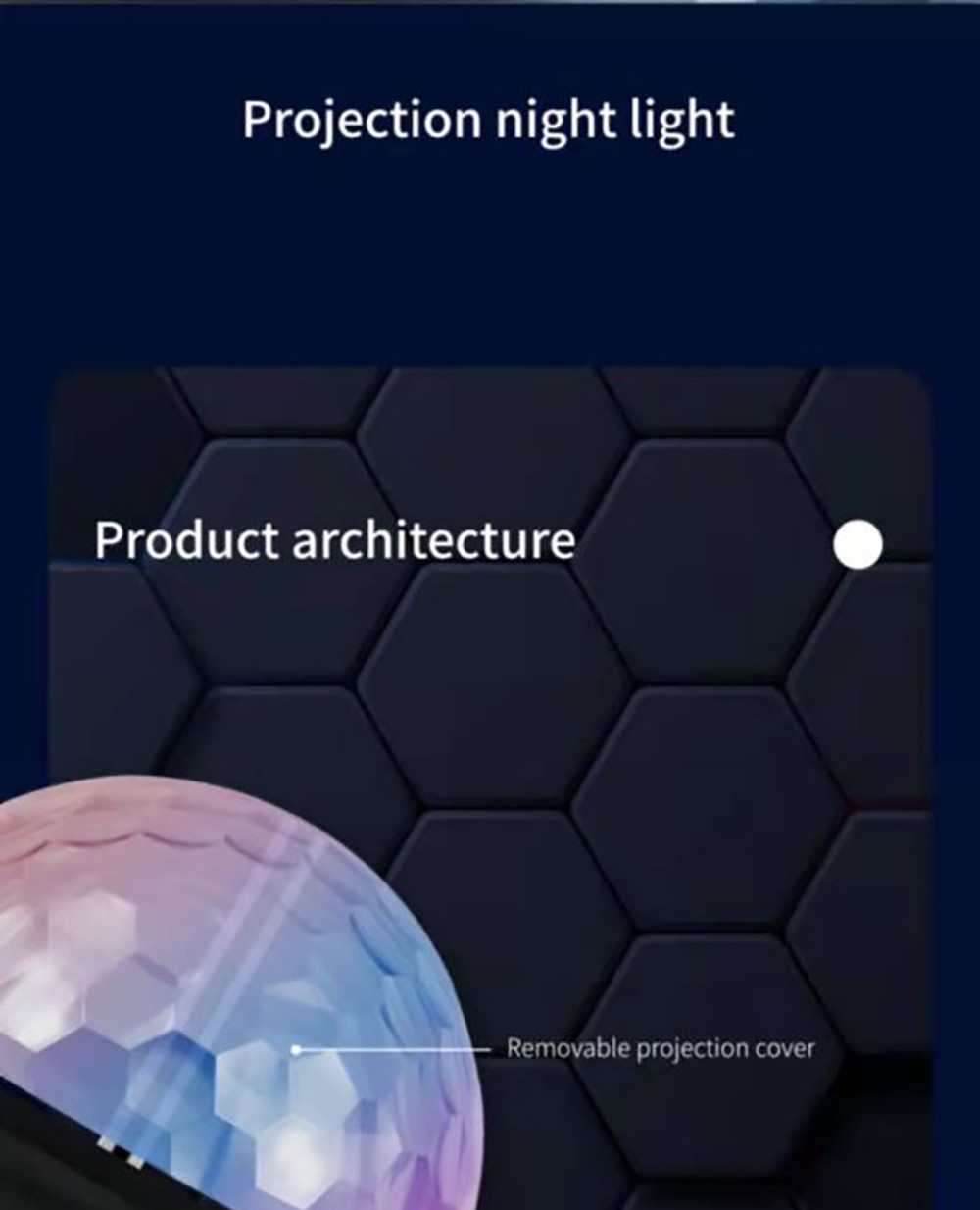 Crystal Projector Light, Multifunctional 7 Color Projector Night Light