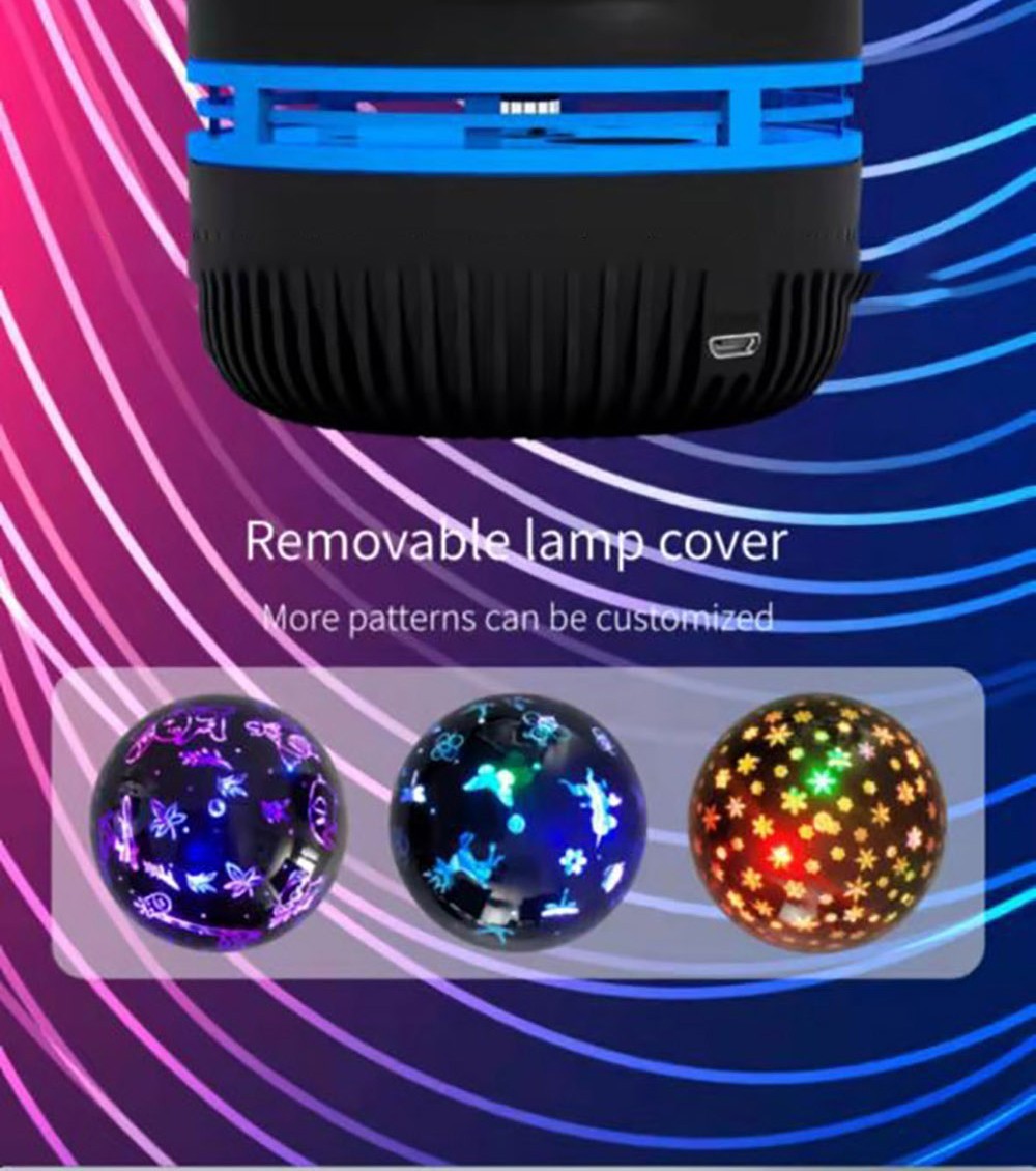 Crystal Projector Light, Multifunctional 7 Color Projector Night Light