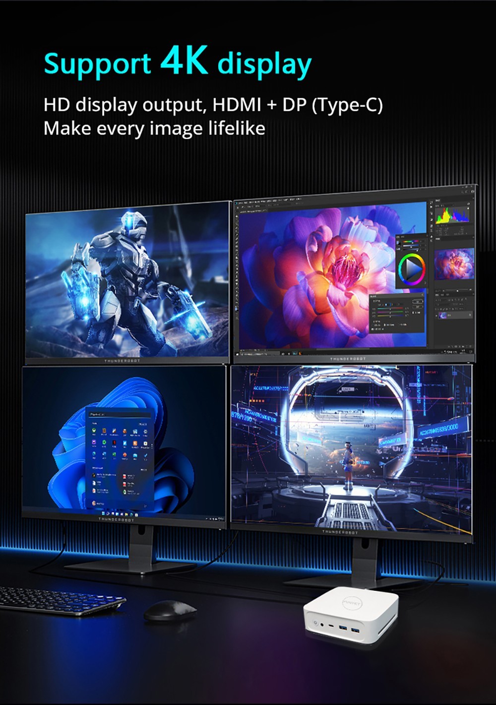 Funyet FY3 Mini PC Intel Alder Lake N95 TDP15W, 16GB RAM 512GB ROM, Windows 11 Pro, WiFi 6, 1000Mbps LAN