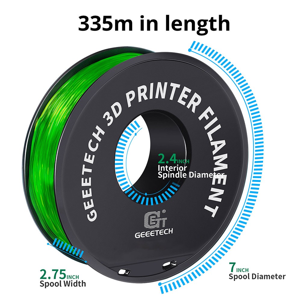 Geeetech TPU Filament for 3D Printer, 1.75mm Dimensional Accuracy +/- 0.03mm 1kg Spool (2.2 lbs) - Green