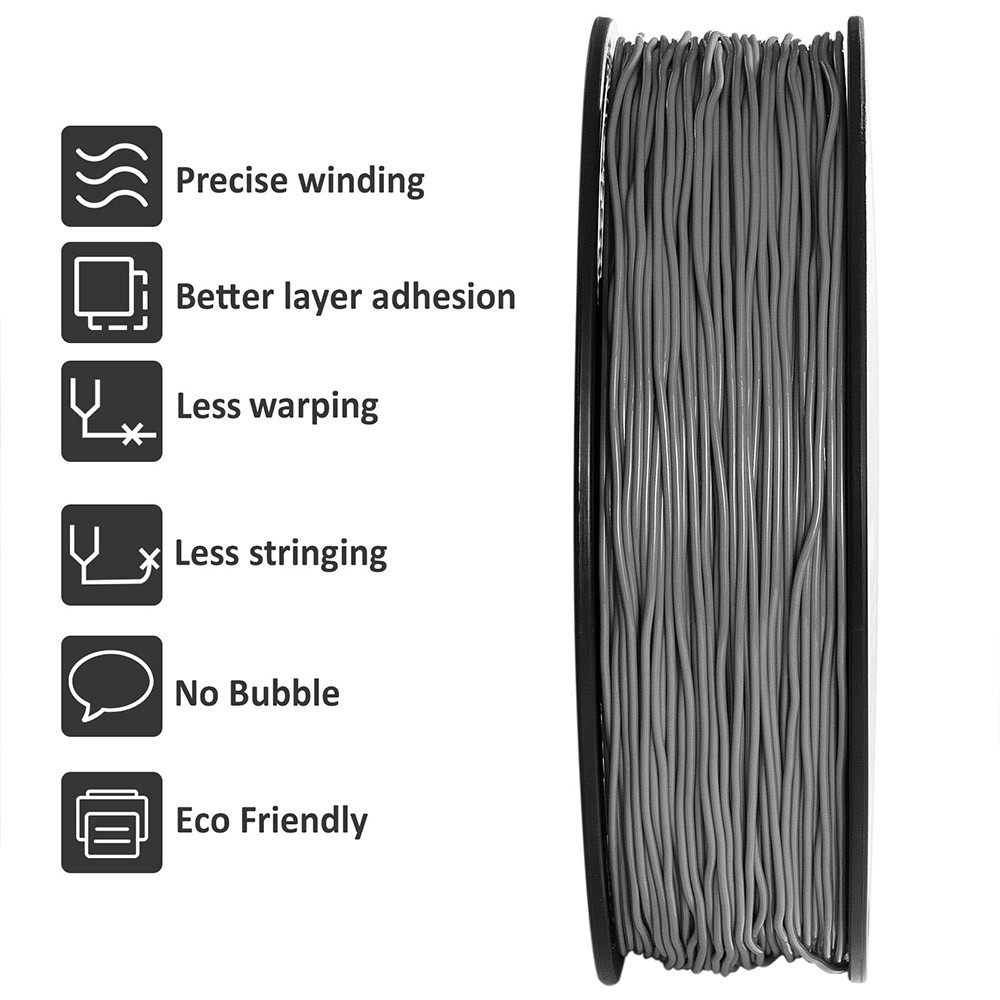 Geeetech TPU Filament for 3D Printer, 1.75mm Dimensional Accuracy +/- 0.03mm 1kg Spool (2.2 lbs) - Grey
