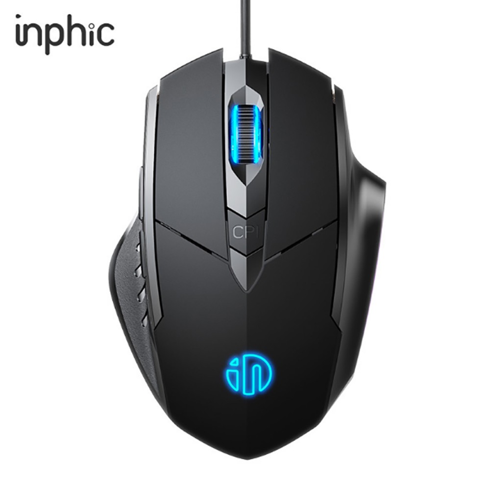 Inphic PW1 Wired Gaming Mouse 6 Keys Macro Definition Glowing Mute Mouse 4000DPI Adjustable