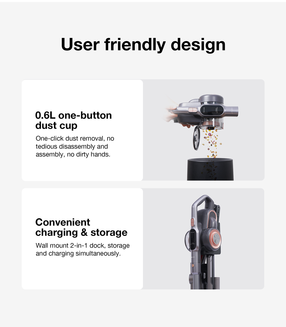 Refurbished JIMMY H10 Pro Flexible Smart Handheld Cordless Vacuum Cleaner 245AW 26Kpa Suction Intelligent Dust Sensor 3000mAH Battery 90min Run Time 600ml Dust Cup LCD Screen with 6 LED Headlights - Silver