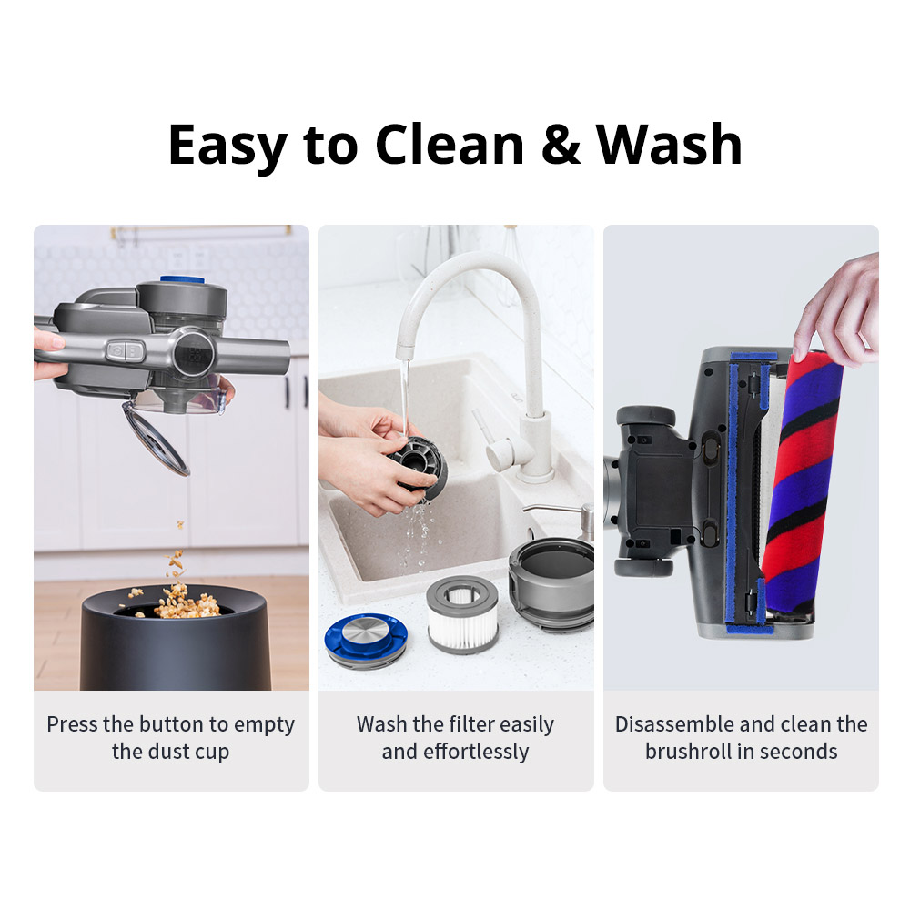 Refurbished JIMMY H8 Lightweight Smart Handheld Cordless Vacuum Cleaner 160AW 25000Pa Powerful Suction, 500W Motor, 60 Minutes Run Time, Auto Power Adjust LED Display Removable Battery Pack Anti-winding Ultra-low Noise for cleaning floors, furniture