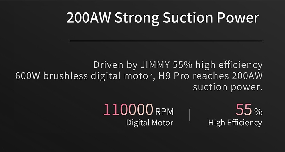 Refurbished JIMMY H9 Pro Flexible Smart Handheld Cordless Vacuum Cleaner 200AW 25000Pa Powerful Suction, 600W Motor, 80 Minutes Run Time, Auto Power Adjust LED Display Removable Battery With Rechargeable Stand Holder for cleaning floors by Xiaomi