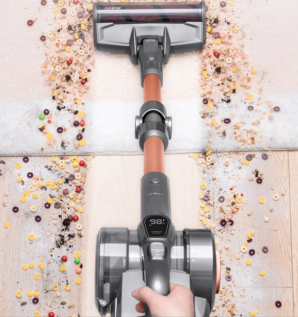 Refurbished JIMMY H9 Pro Flexible Smart Handheld Cordless Vacuum Cleaner 200AW 25000Pa Powerful Suction, 600W Motor, 80 Minutes Run Time, Auto Power Adjust LED Display Removable Battery With Rechargeable Stand Holder for cleaning floors by Xiaomi