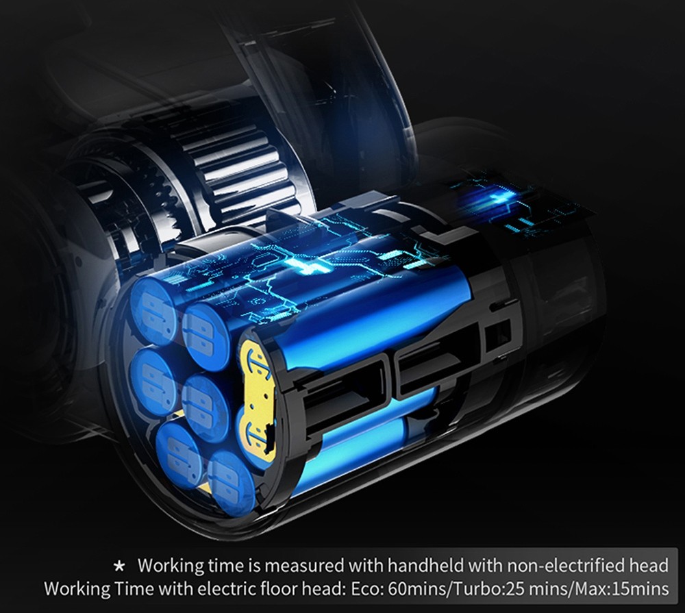 Refurbished JIMMY H9 Pro Flexible Smart Handheld Cordless Vacuum Cleaner 200AW 25000Pa Powerful Suction, 600W Motor, 80 Minutes Run Time, Auto Power Adjust LED Display Removable Battery With Rechargeable Stand Holder for cleaning floors by Xiaomi