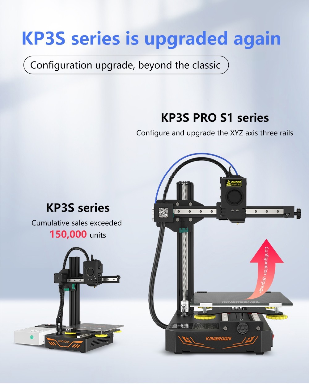 KINGROON KP3S Pro S1 3D Printer, Direct Extruder, 100mm/s Max Printing Speed, Mute Printing, 32-bit Motherboard, Resume Printing, Pre-Assembly, 200*200*200mm