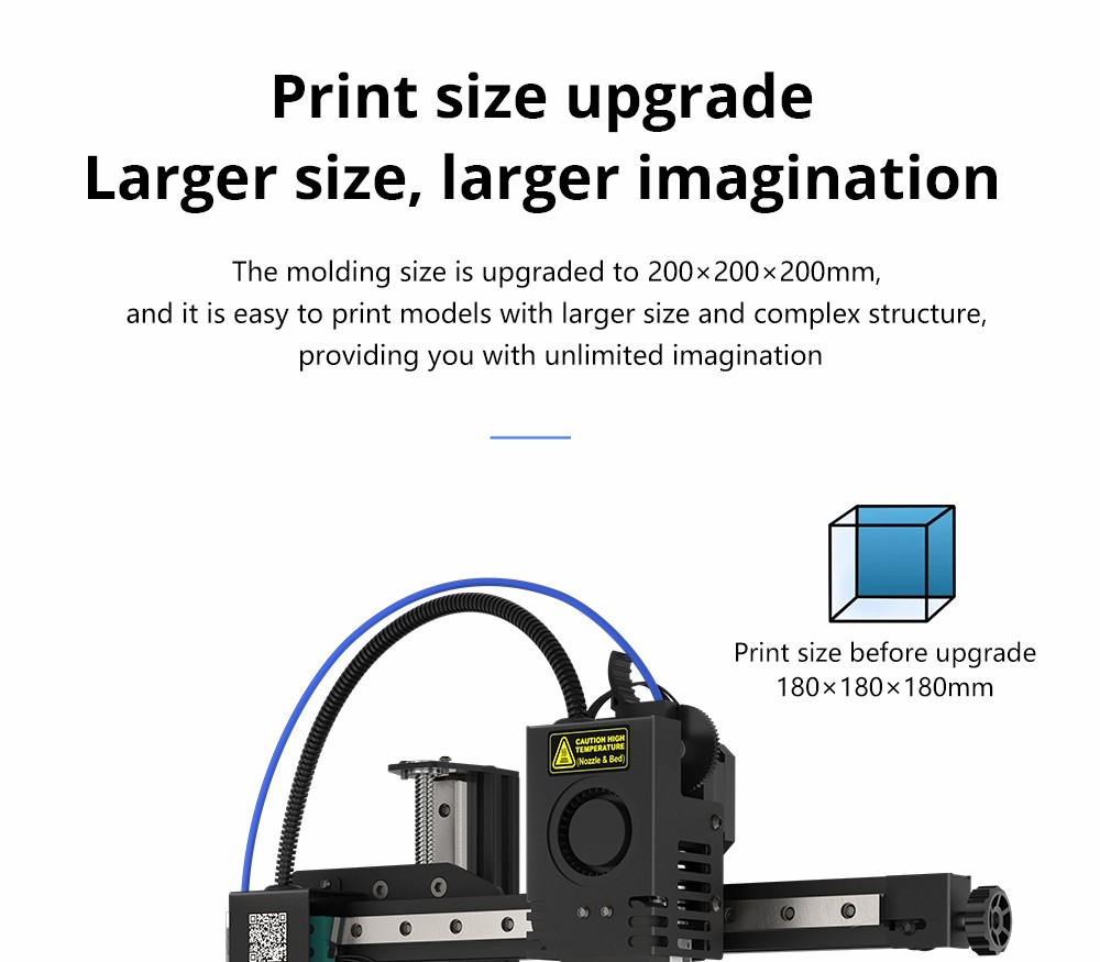 KINGROON KP3S Pro S1 3D Printer, Direct Extruder, 100mm/s Max Printing Speed, Mute Printing, 32-bit Motherboard, Resume Printing, Pre-Assembly, 200*200*200mm