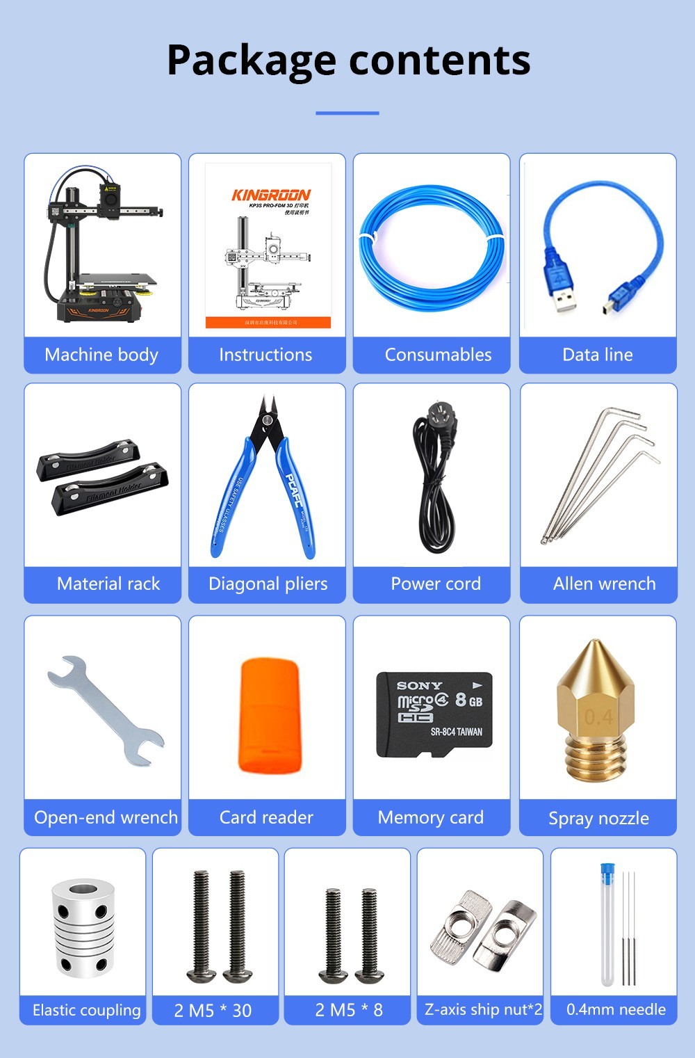 KINGROON KP3S Pro S1 3D Printer, Direct Extruder, 100mm/s Max Printing Speed, Mute Printing, 32-bit Motherboard, Resume Printing, Pre-Assembly, 200*200*200mm