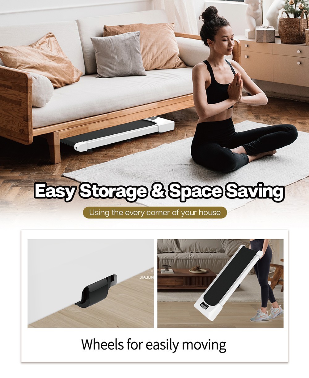 KRD Q20-1 2 in 1 Under Desk Treadmill with Remote Control, 2.5HP Motor, 265 LBS Load-Bearing, 1-6KM/H Speed - White