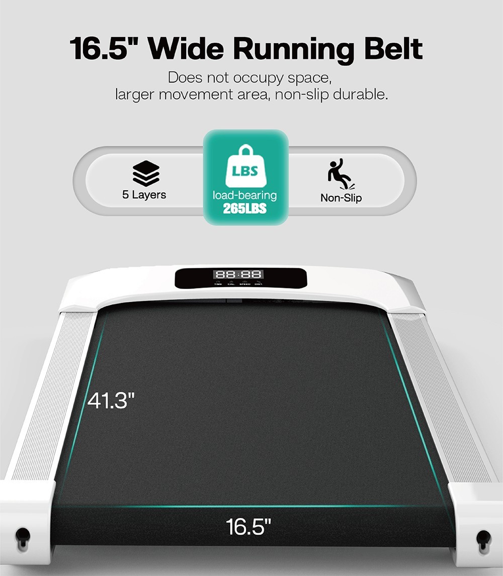 KRD Q20-1 2 in 1 Under Desk Treadmill with Remote Control, 2.5HP Motor, 265 LBS Load-Bearing, 1-6KM/H Speed - White