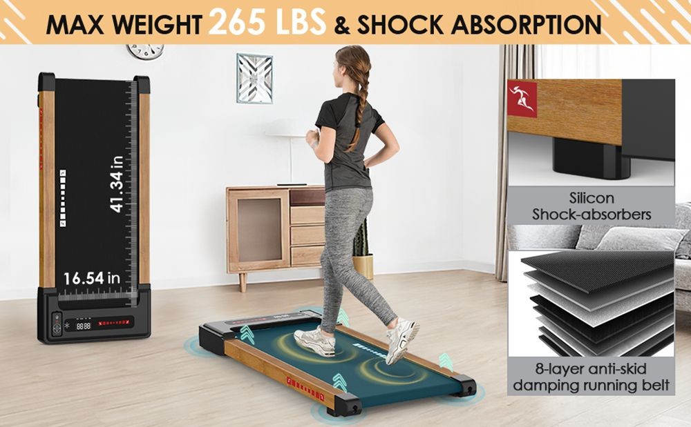 KRD-Q20 2 in 1 Under Desk Treadmill with Bluetooth Music, 2.5HP Motor, 265 LBS Load-Bearing, 1-6KM/H Speed, P1-P12 Program, LED Display, Remote Control