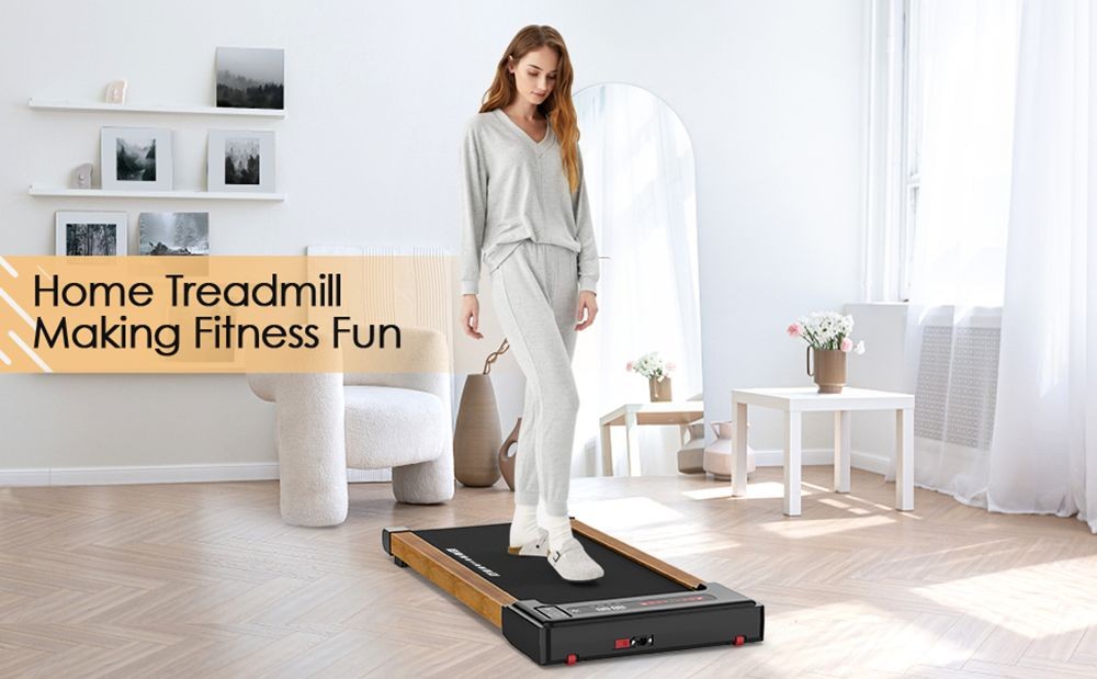 KRD-Q20 2 in 1 Under Desk Treadmill with Bluetooth Music, 2.5HP Motor, 265 LBS Load-Bearing, 1-6KM/H Speed, P1-P12 Program, LED Display, Remote Control