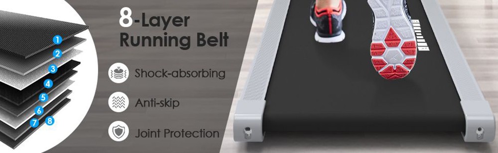 KRD-Q20 2 in 1 Under Desk Treadmill with Bluetooth Music, 2.5HP Motor, 265 LBS Load-Bearing, 1-6KM/H Speed, P1-P12 Program, LED Display, Remote Control