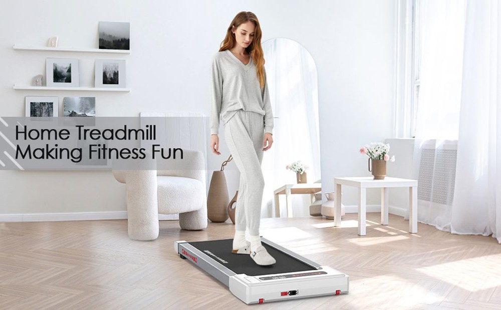 KRD-Q20 2 in 1 Under Desk Treadmill with Bluetooth Music, 2.5HP Motor, 265 LBS Load-Bearing, 1-6KM/H Speed, P1-P12 Program, LED Display, Remote Control